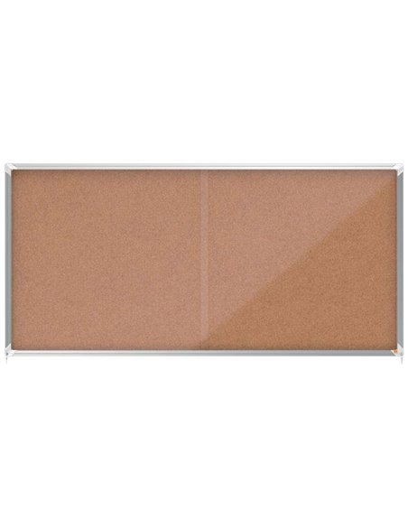 Vitrine Nobo Premium Plus à portes coulissantes avec fond en liège 27 x 4 cm - Sécurité et élégance - Naturel