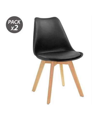 Lot de 2 chaises multifonctions Muvip Design D200 - Assise rembourrée - Pieds en bois - Usage intérieur - Idéal pour salle d'att