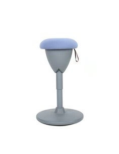 Tabouret multifonction Cromad Design - Hauteur d'assise réglable - Pivotant à 360° - Tissu imperméable - Bleu clair/gris