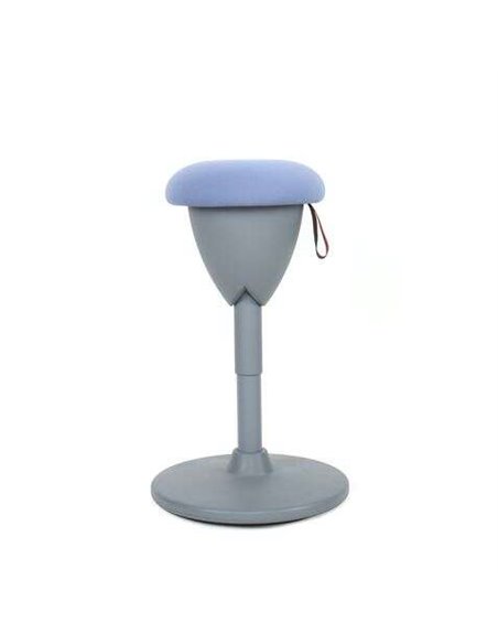 Tabouret multifonction Cromad Design - Hauteur d'assise réglable - Pivotant à 360° - Tissu imperméable - Bleu clair/gris