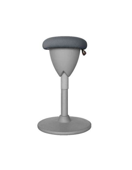Tabouret multifonction Cromad Design - Hauteur d'assise réglable - Pivotant à 360° - Tissu imperméable - Gris