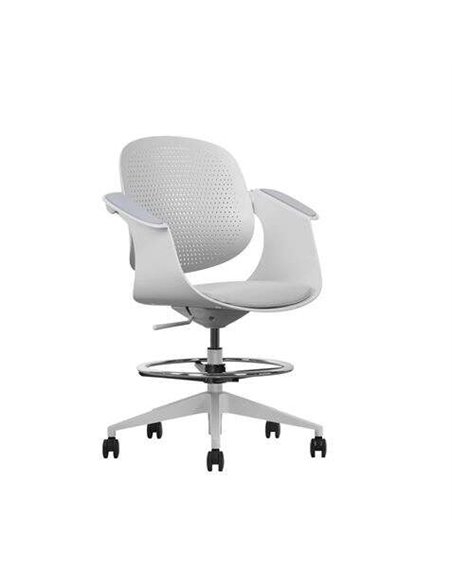 Chaise/tabouret de bureau ergonomique Cromad Top Work - Hauteur réglable jusqu'à 0,78 m - Dossier inclinable - Repose-pieds avec