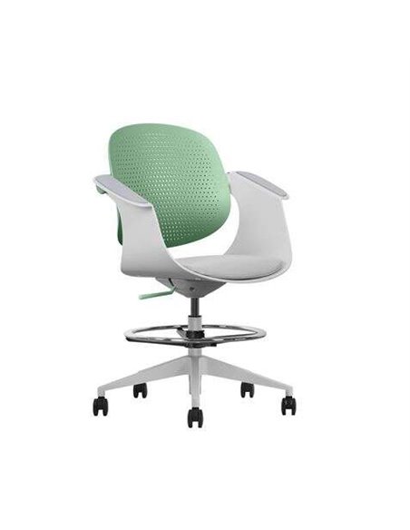 Chaise/tabouret de bureau ergonomique Cromad Top Work - Hauteur réglable jusqu'à 0,78 m - Dossier inclinable - Repose-pieds galv