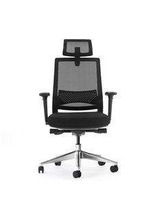 Chaise de bureau Cromad Senior SE1600 - Hauteur réglable avec vérin à gaz de grade 4 - Soutien lombaire et appui-tête réglables 