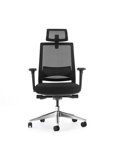 Chaise de bureau Cromad Senior SE1600 - Hauteur réglable avec vérin à gaz de grade 4 - Soutien lombaire et appui-tête réglables 