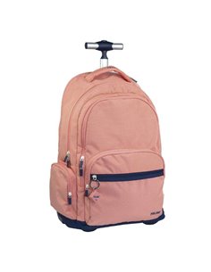 Sac à dos d'écolier Milan Série 1918 25 L avec trolley intégré et poignée rétractable en métal - 3 poches avant + 2 poches latér