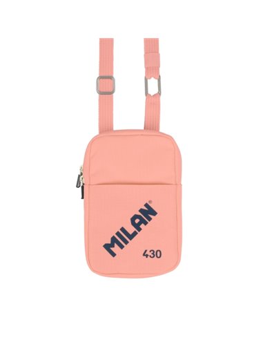 Petit sac bandoulière Milan Collection 430 - Dimensions 19 x 2,3 x 12,8 cm - Fermeture éclair - Mousqueton en aluminium - Rose