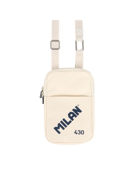 Petit sac bandoulière Milan Collection 430 - Dimensions 19 x 2,3 x 12,8 cm - Fermeture éclair - Mousqueton en aluminium - Beige
