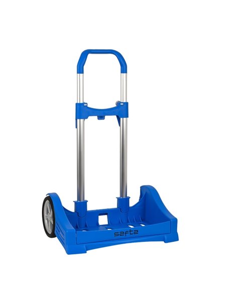 Chariot à dos Safta Evolution - Fixation universelle - Roues anti-vibrations de 14 cm - Aluminium/PP - 40 x 85 x 28 cm - Bleu