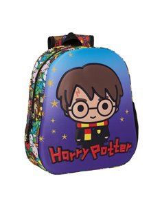 Sac à dos 3D Safta Harry Potter - Poignée - Porte-bouteille latéral - 27 x 33 x 10 cm - Bleu
