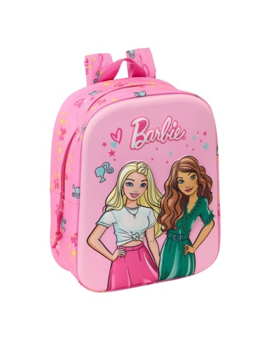Sac à dos Safta Barbie 3D pour garderie - Poignée - Compartiment principal avec fermeture éclair - 22 x 27 x 10 cm - Couleur ros