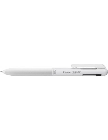 Stylo multifonction rétractable Pentel Calme 2 couleurs 0,7 mm + porte-mine 0,5 HB - Corps blanc - Encres rouges et noires