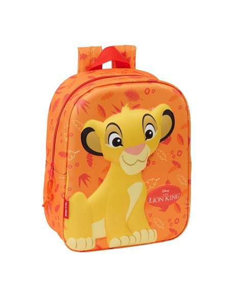 Sac à dos 3D Safta Le Roi Lion pour la maternelle - Dragonne - Compartiment principal zippé - 22 x 27 x 10 cm - Orange