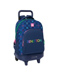 Sac à dos Safta Benetton Damero avec trolley intégré - Déhoussable pour un nettoyage facile - Fond renforcé - Poignée amovible -