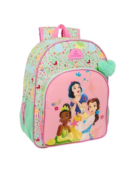 Sac à dos Safta Princessas Disney « Bloom » - Adaptable à la valise à roulettes - Poignée - 33 x 42 x 14 cm - Vert