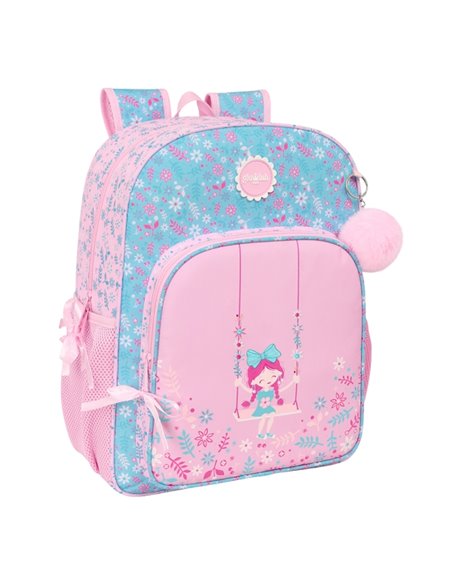 Sac à dos Safta Global Kids « Swing » - Compatible avec les chariots - Poignée - 33 x 42 x 14 cm - Rose