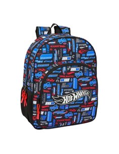 Sac à dos Safta Hot Wheels pour enfants - Compatible avec les chariots - Poignée de transport - Poches latérales - 33 x 42 x 14 