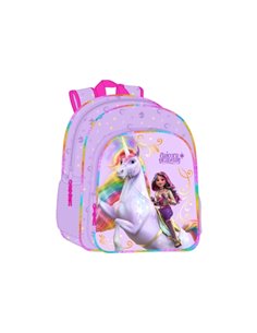 Sac à dos Safta Unicorn Academy pour enfant - Compatible avec les chariots - Poignée - Poches latérales - 33 x 42 x 14 cm - Lila