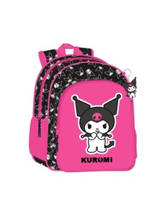 Sac à dos enfant Safta Kuromi - Adaptable à la valise à roulettes - Poignée - Poches latérales - 33 x 42 x 14 cm - Fuchsia/Noir