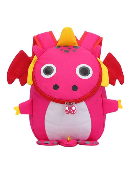 Sac à dos enfant Dohe modèle Dragon Rose - Compartiment zippé - Poche intérieure rembourrée - Bretelles renforcées - Poignée sup