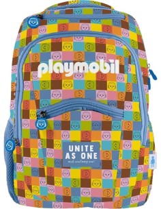 Sac à dos d'école Dohe Playmobil Unite As One - Compartiment principal avec poche rembourrée - Poches latérales pour boissons - 