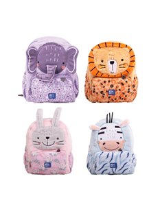 Sac à dos Oxford Kids 8,5 L en peluche douce – Motif 4 animaux assortis – Idéal pour les tout-petits – Spacieux et confortable –