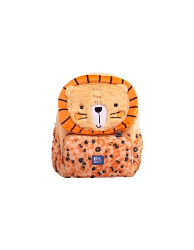 Sac à dos Oxford Kids 8,5 L en peluche douce au toucher avec motifs de lion assortis - Adorable motif lion - Doux et confortable