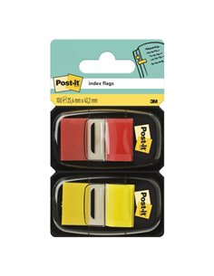 Distributeurs Post-It Index, lot de 2, avec 100 marqueurs index repositionnables - Forme rectangulaire - Couleurs assorties