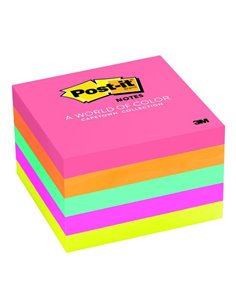 Bloc de 500 Post-it amovibles couleur fluo 76 x 76 mm - Papier certifié PEFC - Couleurs assorties