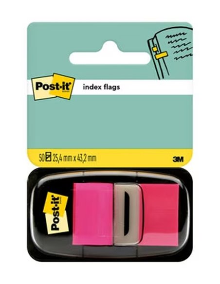 Distributeur d'index Post-it avec 50 marqueurs repositionnables 25,4 x 43,2 mm - Adhérence forte - Pour marquer, pointer ou surl