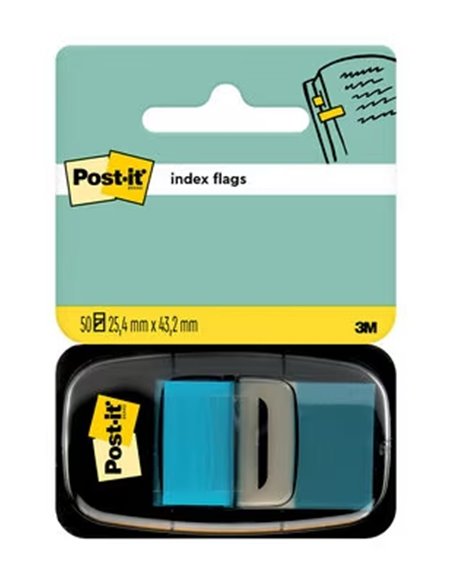 Distributeur d'index Post-it avec 50 marqueurs repositionnables 25,4 x 43,2 mm - Adhérence forte - Pour marquer, pointer ou surl