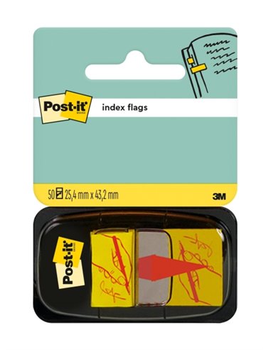 Distributeur d'index Post-It avec 50 marqueurs d'index repositionnables - Forme rectangulaire - Jaune clair