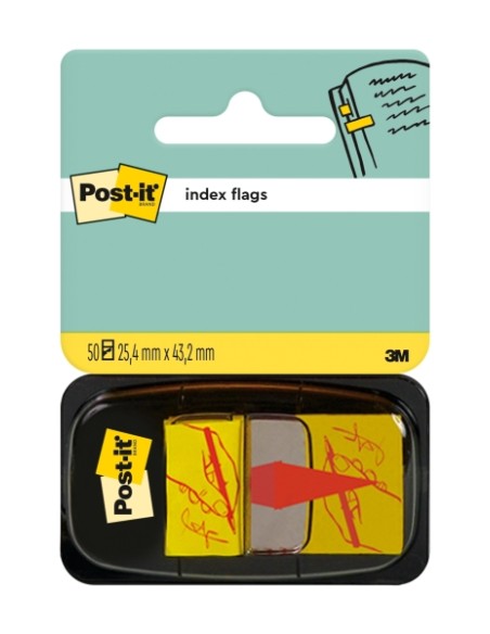 Distributeur d'index Post-It avec 50 marqueurs d'index repositionnables - Forme rectangulaire - Jaune clair