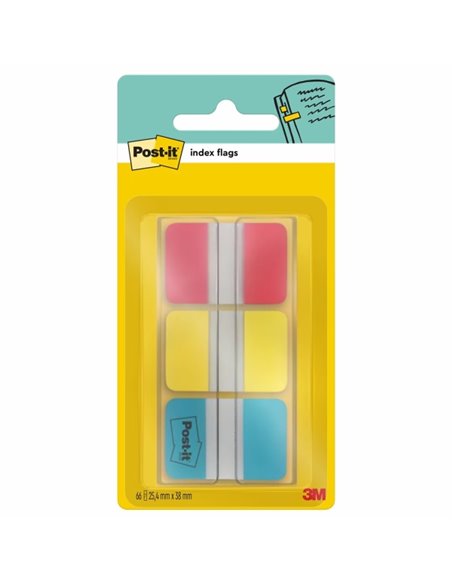 Distributeur d'index Post-It avec 66 marqueurs repositionnables - Forme rectangulaire - Couleurs assorties