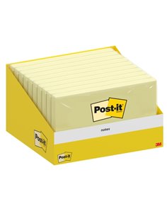 Bloc de 100 Post-It repositionnables - 76 x 127 mm - Emballage carton - 100 % PEFC - Jaune clair
