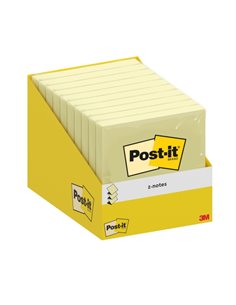 Bloc de 100 notes autocollantes repositionnables Post-It - Forme carrée - 76 x 76 mm - Jaune clair