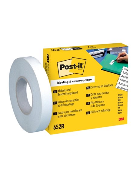 Rouleau de ruban adhésif Post-It pour écriture - 18 m x 8 mm - Blanc
