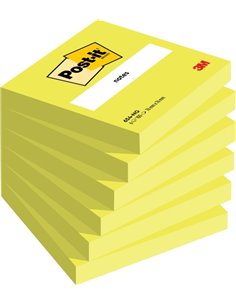 Lot de 6 blocs de 100 notes autocollantes repositionnables Post-It - Forme carrée - 76 x 76 mm - Couleur verte