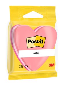 Bloc-notes Post-It repositionnable de 225 notes - Forme cœur - 70 x 70 mm - Rose