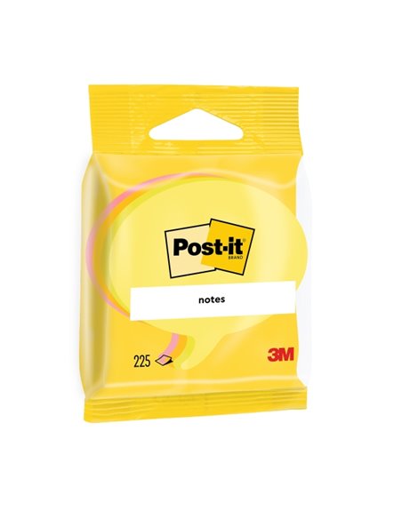 Lot de 3 blocs de 225 notes autocollantes repositionnables Post-It - Forme bulle - 70 x 70 mm - Couleurs assorties