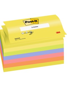 Pack de 6 blocs de 100 notes autocollantes repositionnables en Z - Forme rectangulaire - 76 x 127 mm - Couleurs assorties