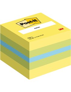 Cube Post-It de 400 notes autocollantes repositionnables - Forme carrée - 51 x 51 mm - Couleurs assorties
