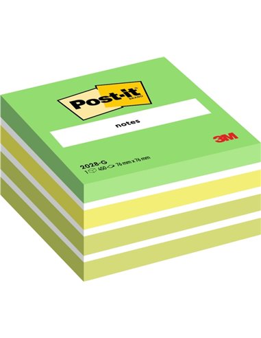 Cube Post-It de 450 notes autocollantes repositionnables - Forme carrée - 76 x 76 mm - Couleurs assorties