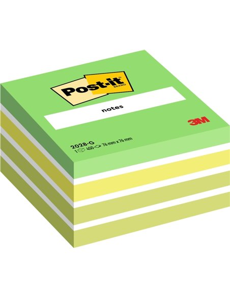 Cube Post-It de 450 notes autocollantes repositionnables - Forme carrée - 76 x 76 mm - Couleurs assorties