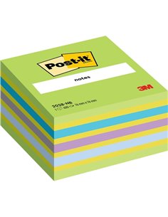 Cube Post-It de 450 notes autocollantes repositionnables - Forme carrée - 76 x 76 mm - Couleurs assorties