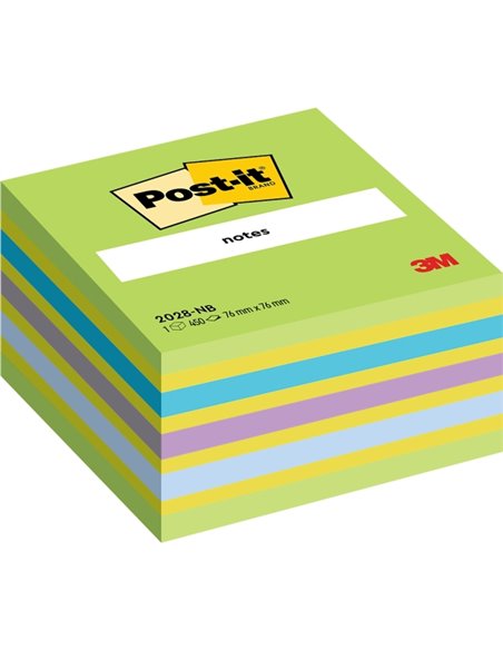 Cube Post-It de 450 notes autocollantes repositionnables - Forme carrée - 76 x 76 mm - Couleurs assorties