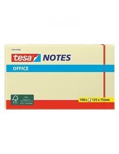 Bloc de 100 notes autocollantes Tesa 125 x 75 mm - Sans solvant - Repositionnables - Jaune