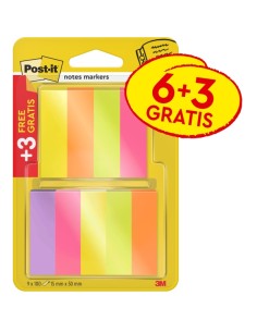 Pack de 9 blocs de 100 marqueurs repositionnables Post-It - Forme rectangulaire - Couleurs assorties