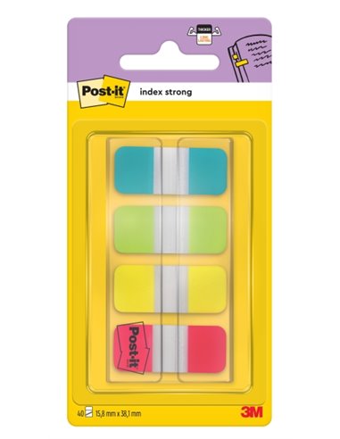 Distributeur d'index Post-It avec 40 marqueurs repositionnables - Forme rectangulaire - Couleurs assorties