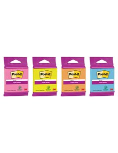 Bloc de 45 notes adhésives repositionnables Post-It Super Sticky - Forme carrée - 76 x 76 mm - Couleurs assorties
